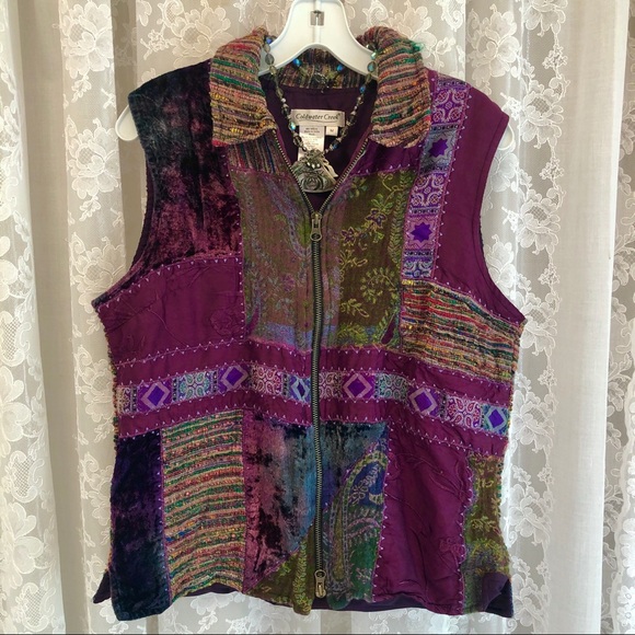 COLDWATER CREEK *FAB Multi-Color/Fabric Patch Vest - Picture 2 of 10